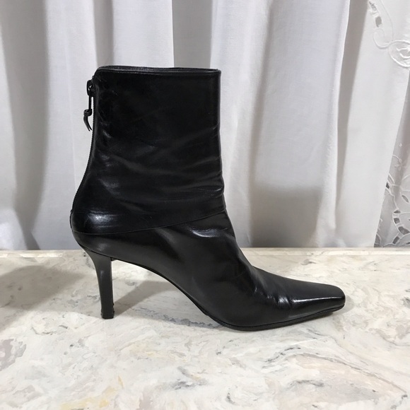 STUART WEITZMAN | Black | Glove Leather | Heeled Ankle Boots | Pointed Toe - Picture 4 of 11